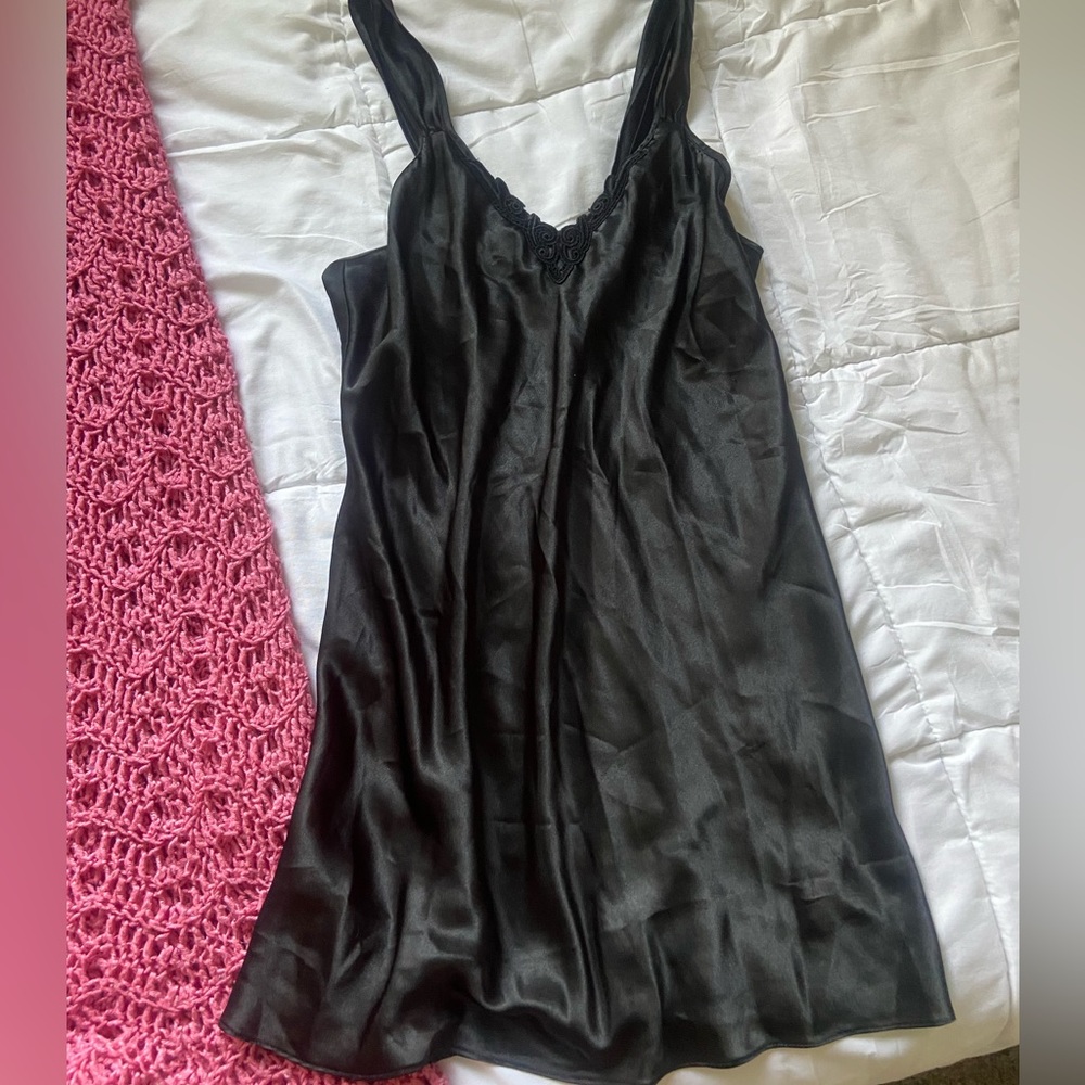 Black slip silk dress